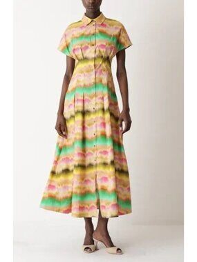 Lela Rose Sunset Seam Detail Cotton Poplin Shirt dress size 6 NWOT
